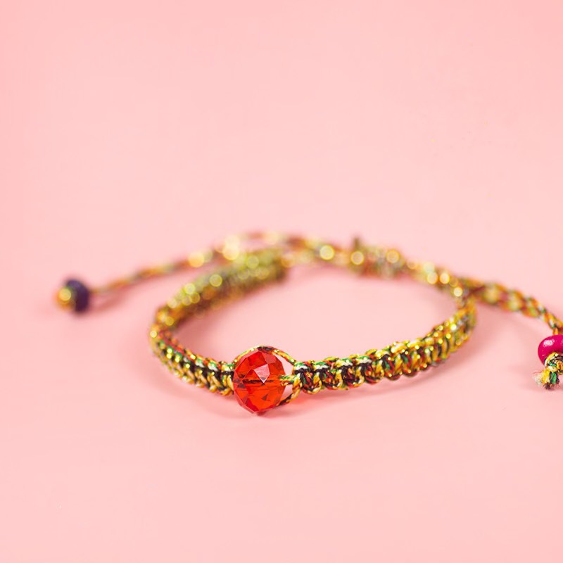 Vòng Tay Đan Dây Vòng Tay Phong Thủy Dây Vàng Đen Ngọc Đỏ May Mắn 151 Hàng Handmade Siêu Dễ Thương
