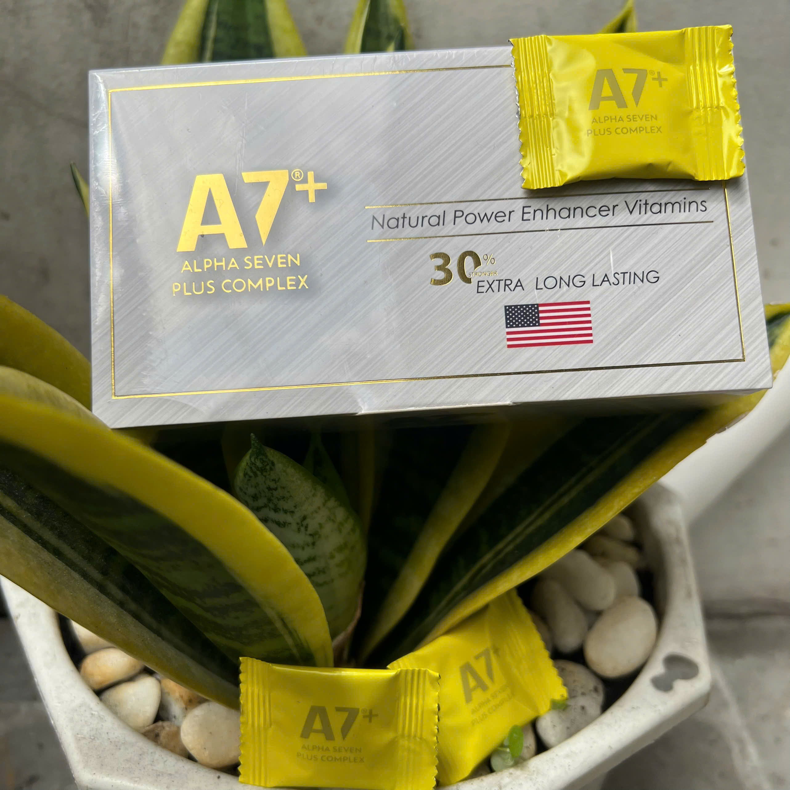 3 viên Kẹo Hồng Sâm A7 Anpha vị Chanh USA Cao Cấp - Cực Mạnh - Date Mới Nhất