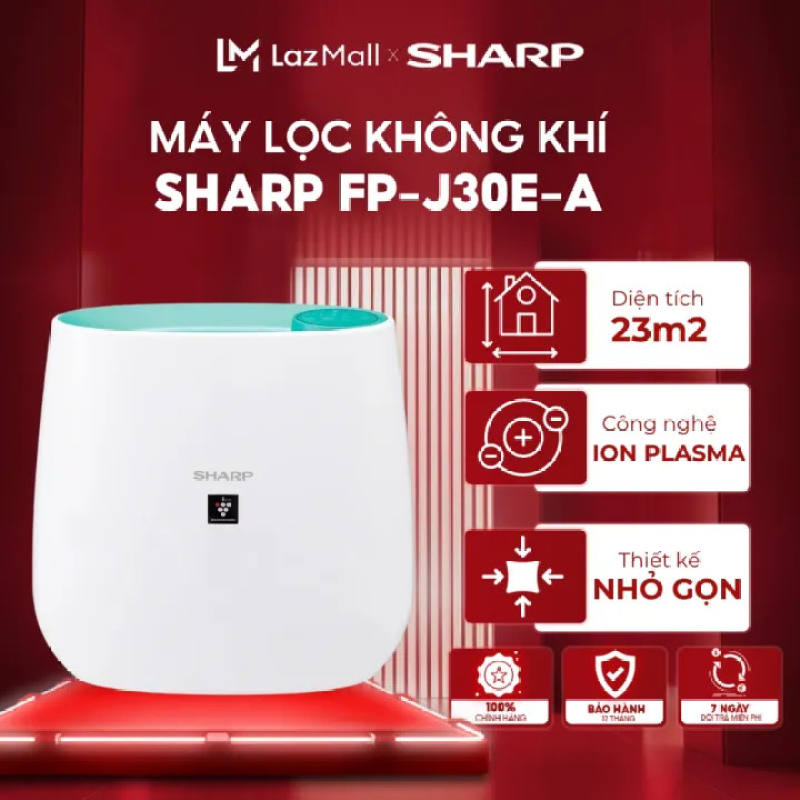 Máy lọc không khí Sharp FP-J30E-B | J30E-A | J30E-P Lọc không khí khử mùi | Tạo ion âm | Lọc bụi mịn | Diệt khuẩn Plasma