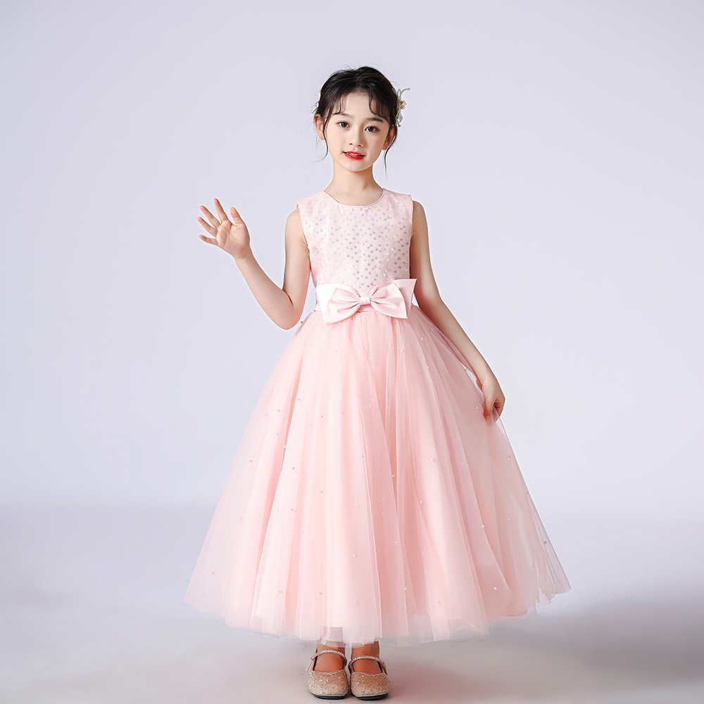 Váy cho bé gái Váy cho trẻ em Váy dạ hội cưới Maxi Phong cách mùa hè Sequin Nơ Không tay Váy công chúa