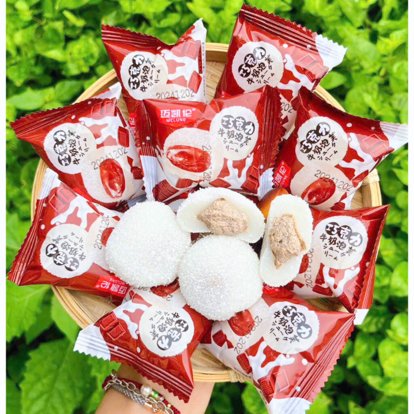 Thùng 1kg Bánh Mochi Sữa Nhân Kem Khoai Môn Đậu Nành Sầu Riêng Đào Xoài - Ăn Vặt BeeGin