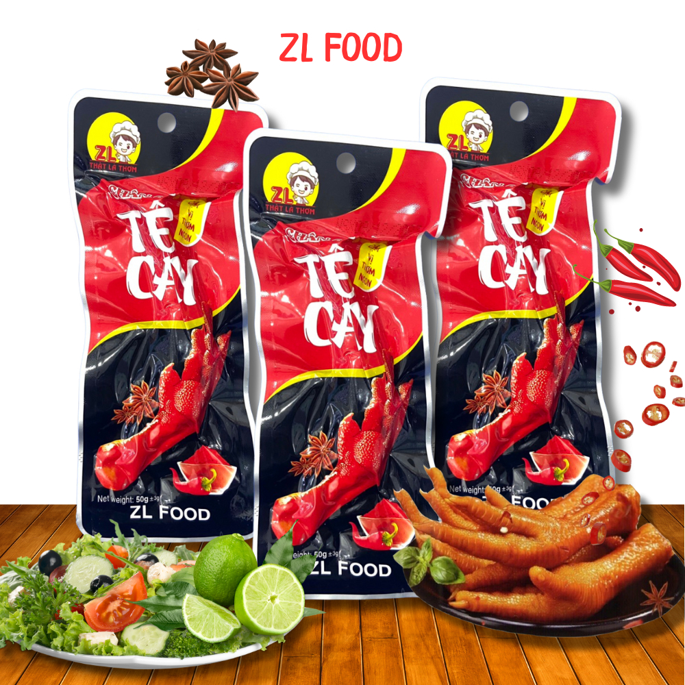 Combo 10 cái Chân gà vị Tê Cay ZL Food 50g-đồ ăn vặt chân gà cay vị tứ xuyên tương thơm ăn liền