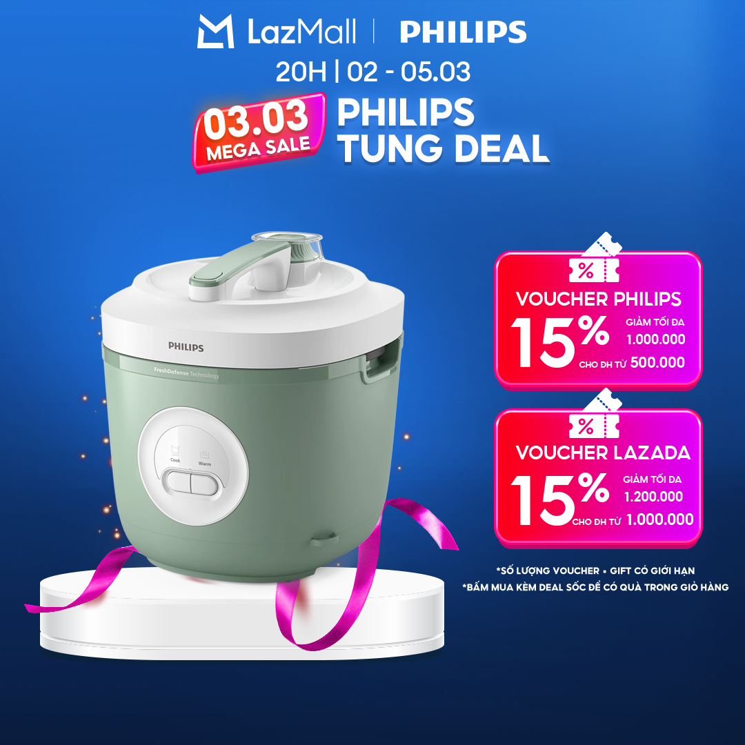 Nồi Cơm Điện Philips HD3212/32 1.8L Xanh Mint - Dòng 3000 Series
