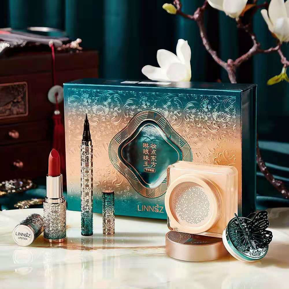 [HCM]Bộ 4 món trang Điểm Giftset makeup Linnsz Bướm Xanh 4 in1