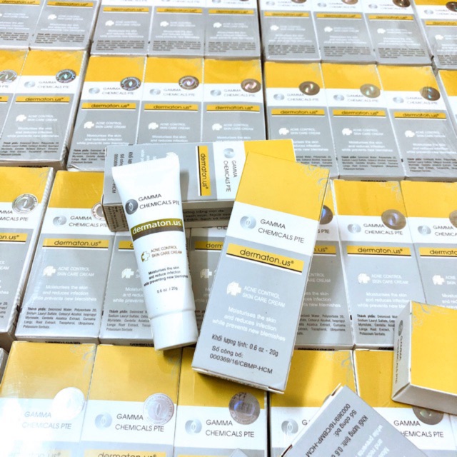 Kem mụn Gamma Chemicals Dermaton US 20gr hỗ trợ loại bỏ sạch mụn trứng cá mụn đầu đen làm mờ vết thâm do mụn để lại mang đến làn da sáng mịn tự nhiên cho người sử dụng