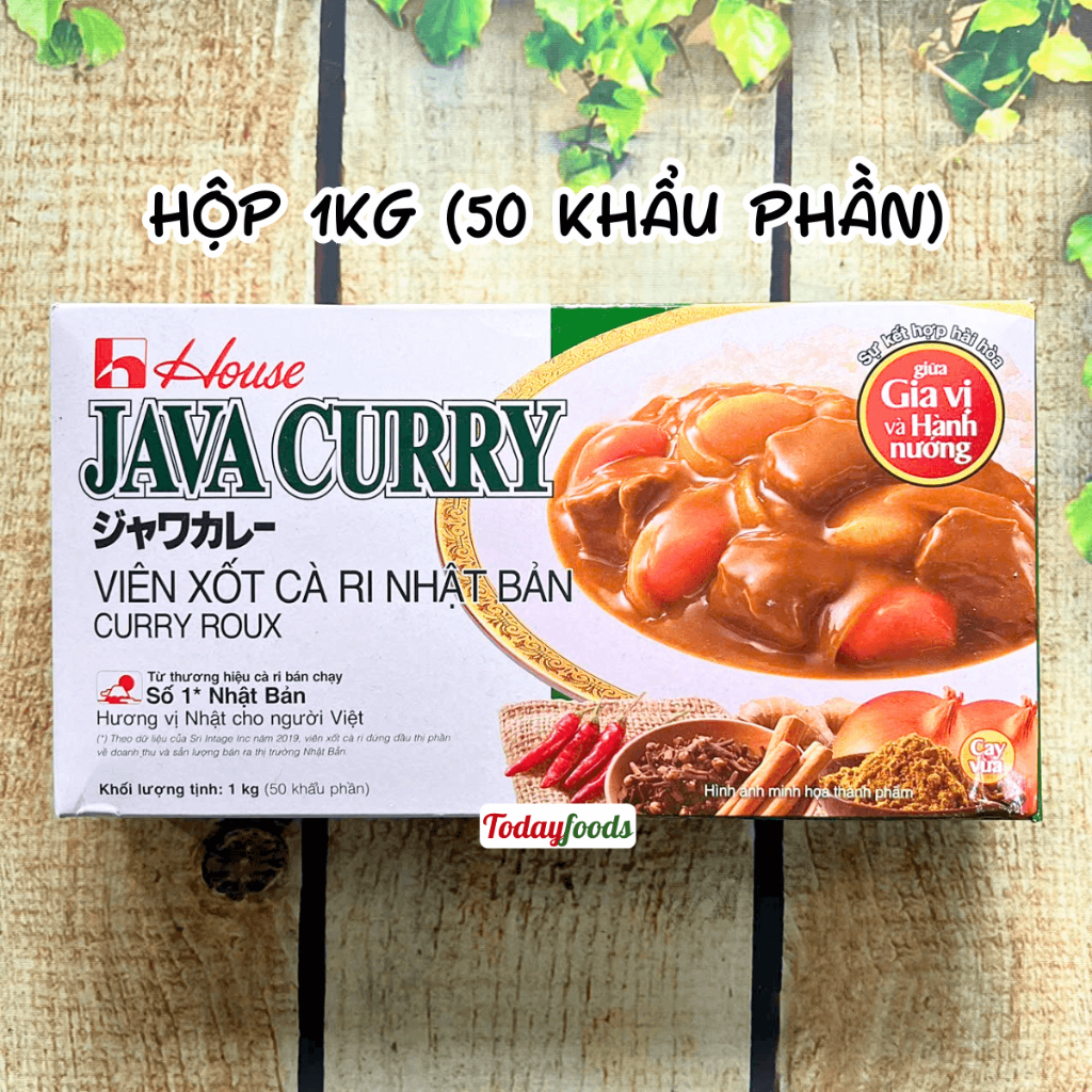 Viên Cà Ri House JAVA CURRY vị CAY VỪA hộp 200g / 1KG (Gia vị nấu cà ri Nhật) (Viên xốt cà ri)