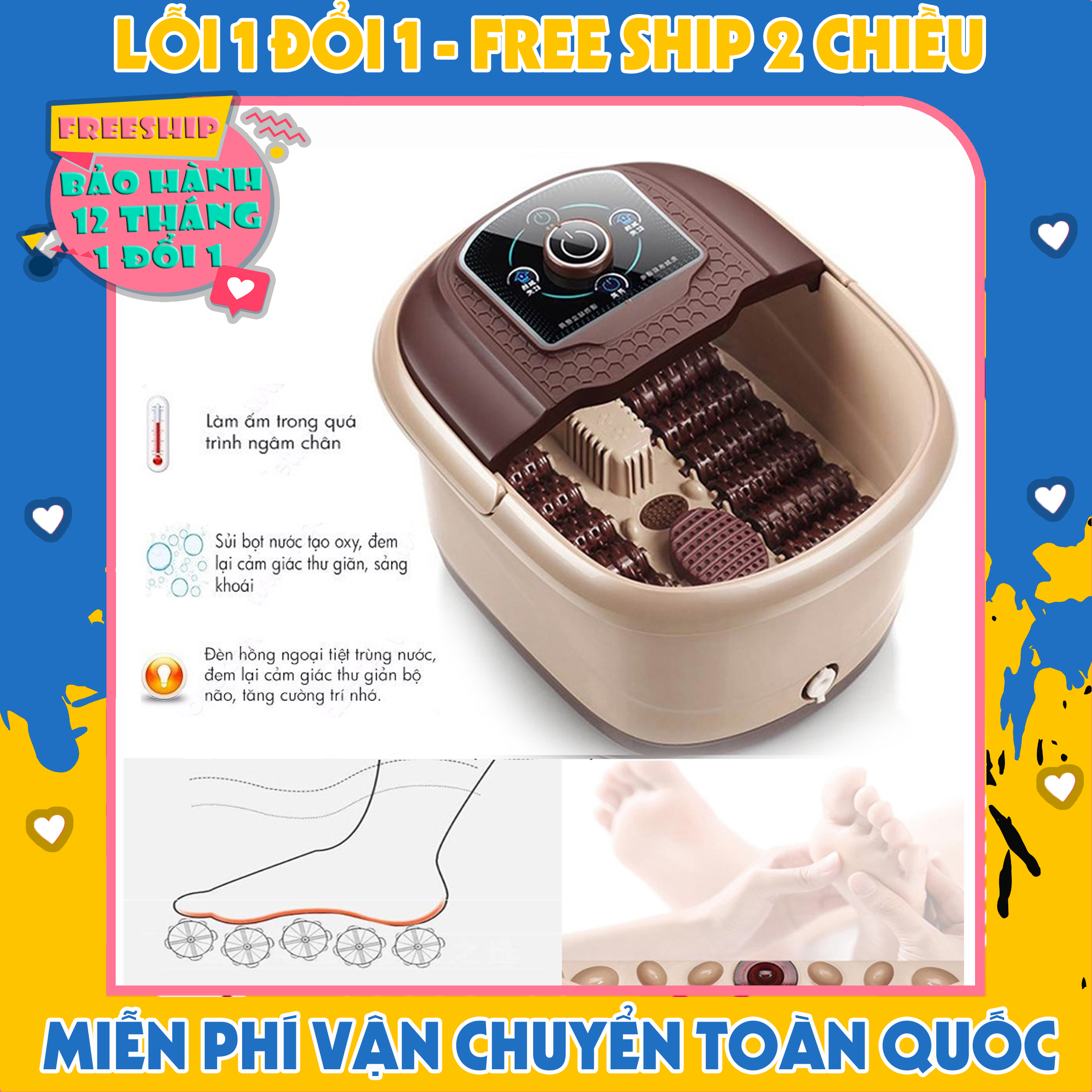 [Hàng Nội Địa] Chậu Ngâm Chân Massage Oem Cắm Điện Cao Cấp Chậu Ngâm Chân Mát Xa - Bảo Hành 12 Tháng