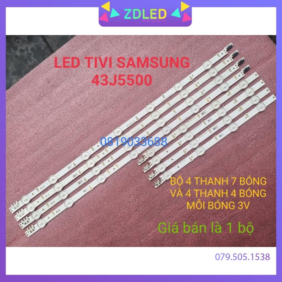 THANH LED TIVI SAMSUNG 43J5500 MỚI 100% HÀNG ZIN HÃNG LƯNG ĐỒNG BỘ GỒM 4 THANH 7 BÓNG VÀ 4 THANH 4 B