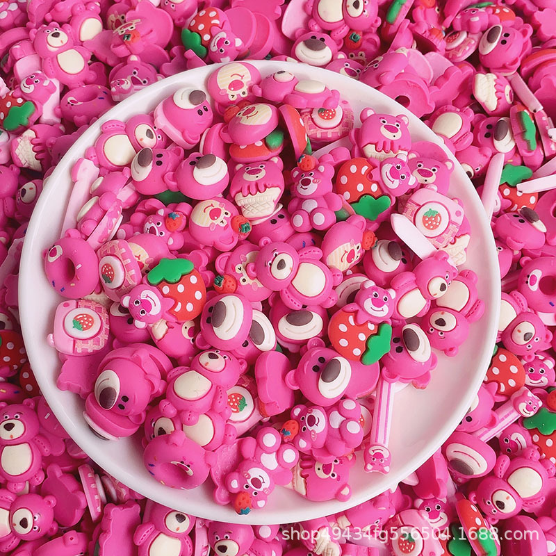 Set 10 Charm/center loại trong dùng làm phụ kiện tócslime- Gấu hồng Lotso- Tặng kèm keo
