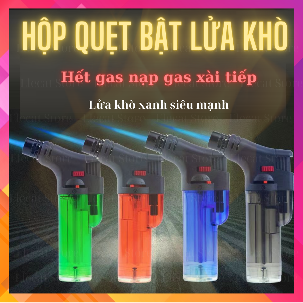 (Tặng đầu bơm) Hộp Quẹt Bật Lửa Khò - Bật Lửa Mồi Bếp Cồn (Chưa bơm gas)