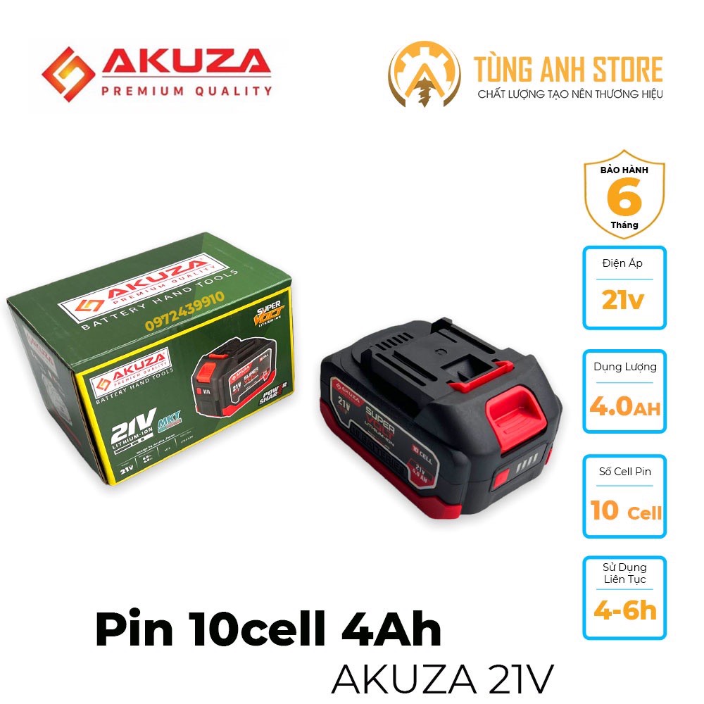 Pin AKUZA 10cell VÀ 15 CELL 21V chân pin phổ thông dung lượng cao phù hợp cho dòng máy khoan máy bắn vít máy mài pin chân pin makita