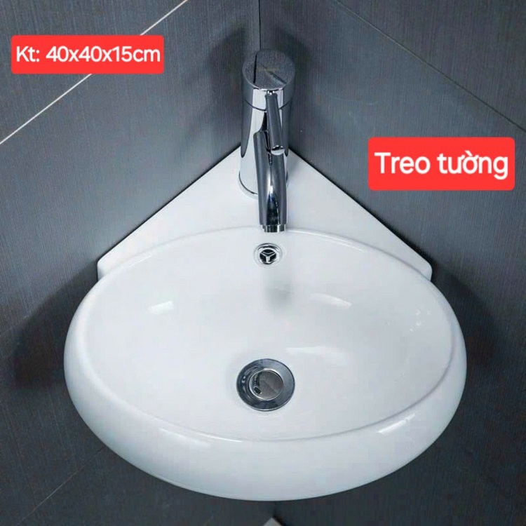 Chậu rửa mặt lavabo mini LV021 BẢO HÀNH MEN SỨ 20 NĂM - Kiểu treo tường hoặc để bàn - Màu trắng sứ -