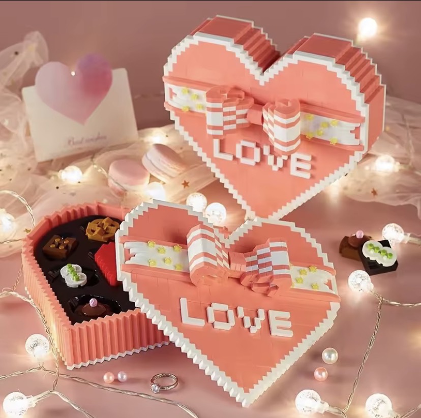 Lego đồ chơi lắp ráp mô hình trái tim có đèn phát sáng  Lego hộp quà tình yêu chocolate  sang trọng ngọt ngào - dùng trang trí quà tặng