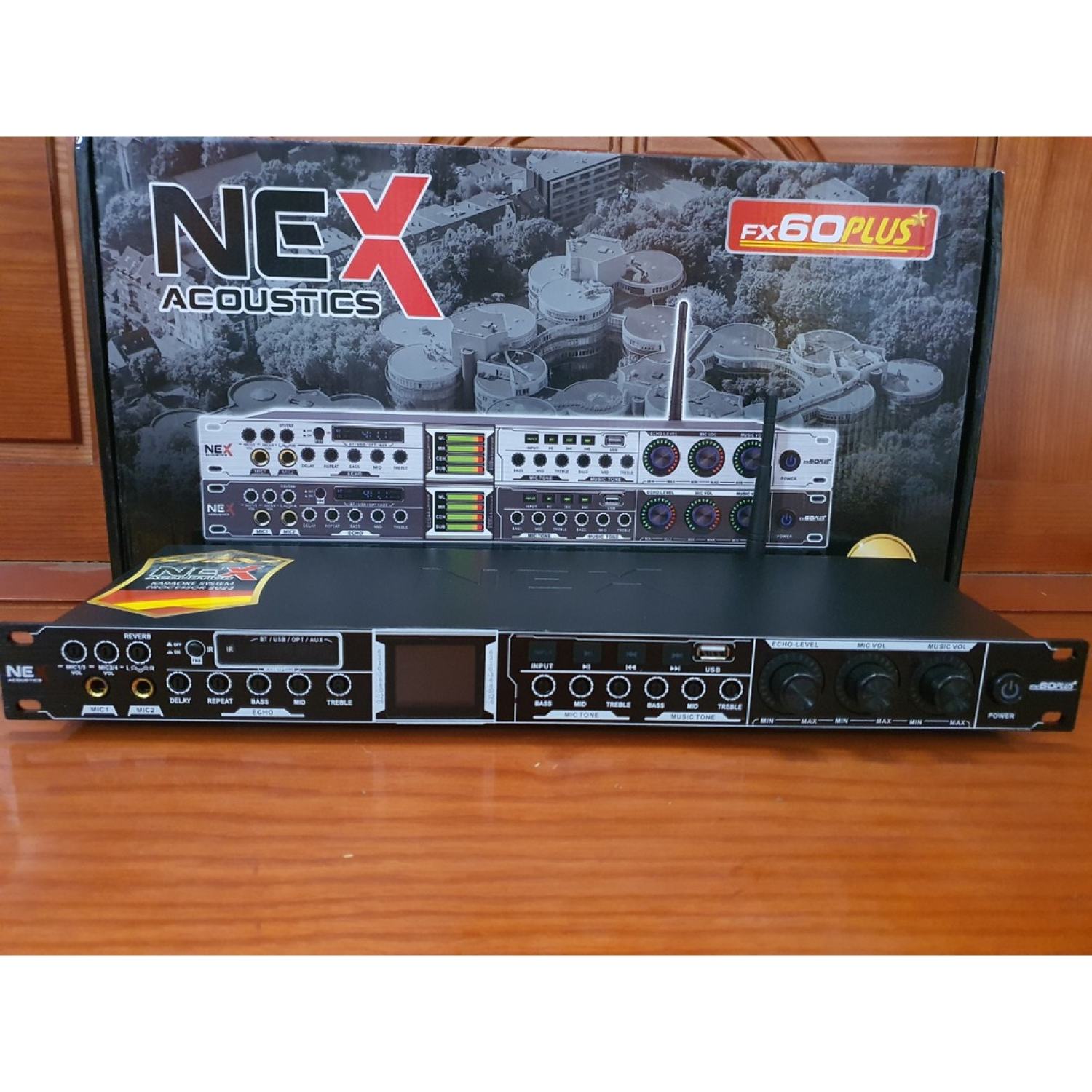 (Phiên Bản Mới 2023) Vang cơ karaoke chuyên nghiệp Nex Fx60 Plus Chống hú rít reverb hoàn hảo tặng 2 dây canon..