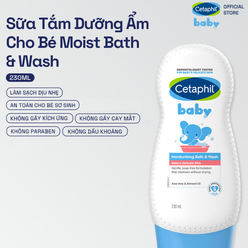 Sữa tắm dưỡng ẩm dịu lành cho bé CETAPHIL BABY MOIST BATH & WASH 230ML