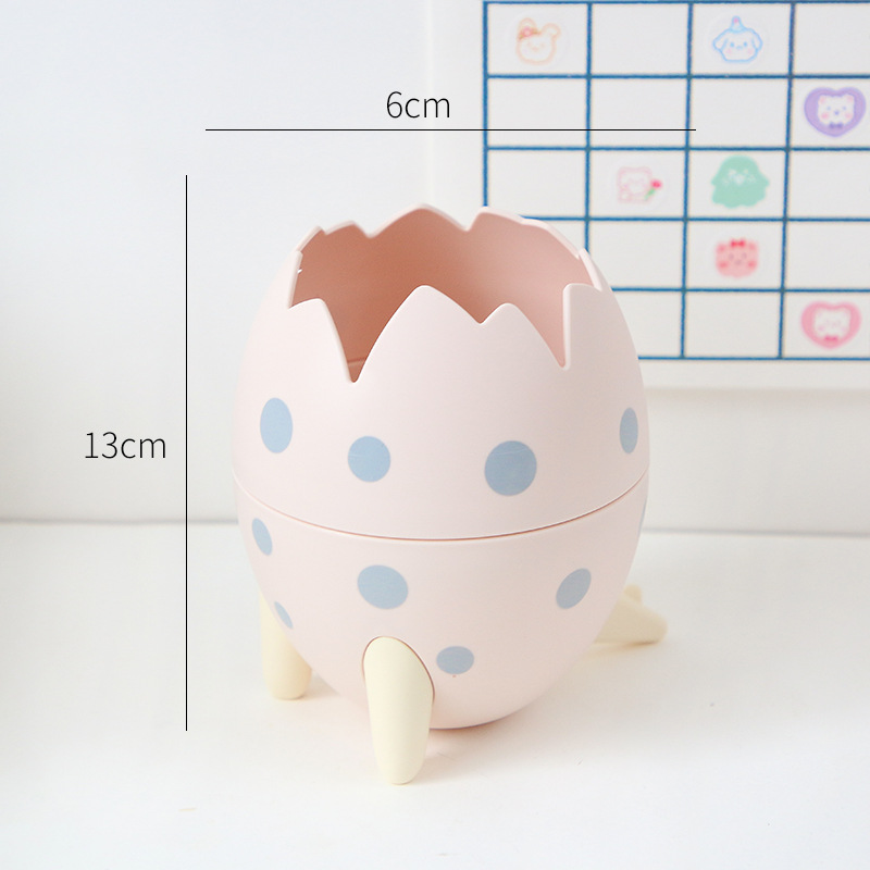 Khay đựng bút viết cọ trang điểm hình trứng khủng long Tặng kèm sticker 2D 3D để bàn siêu đáng yêu
