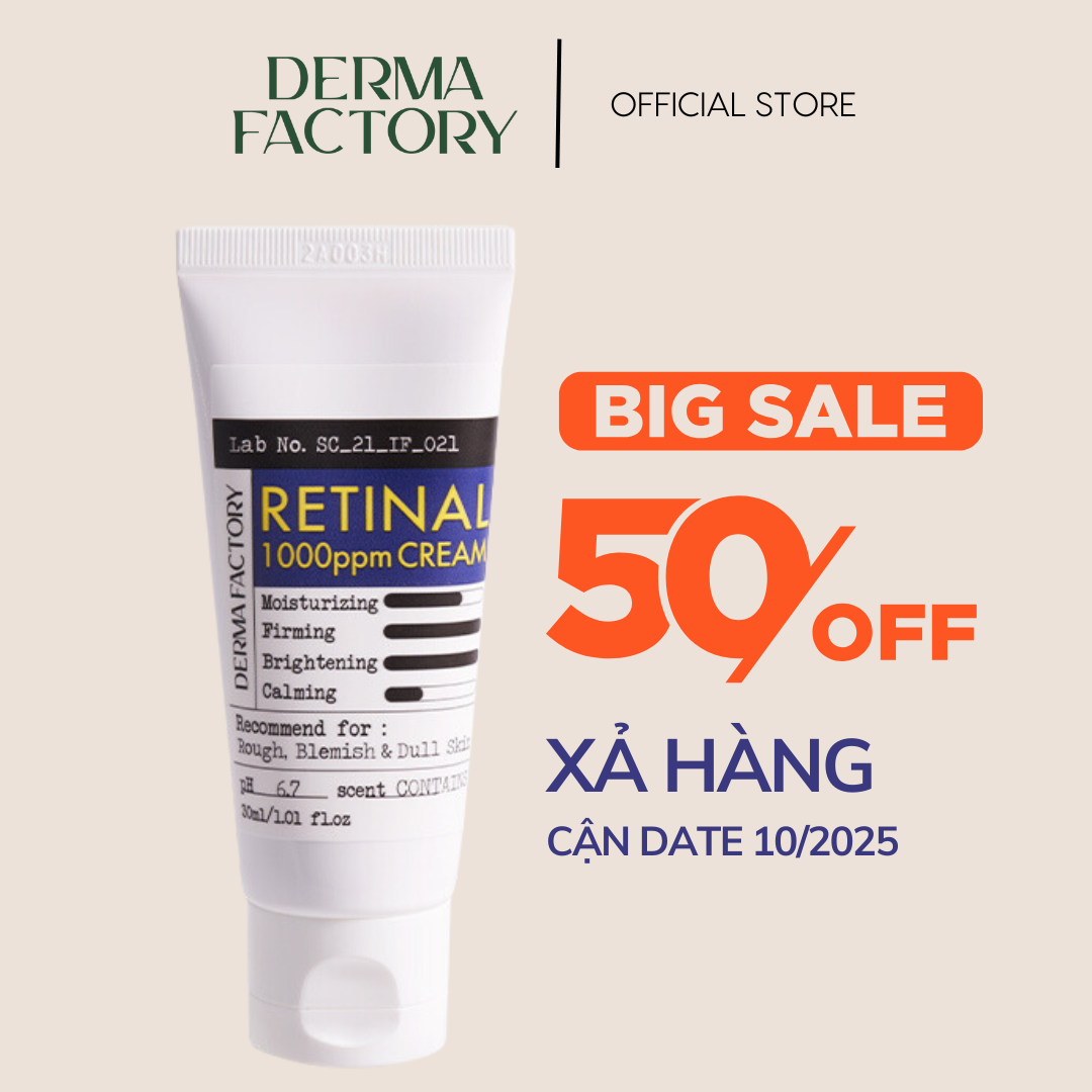 [XẢ KHO] Kem dưỡng ban đêm chống lão hóa Derma Factory Retinal 1000ppm Cream 30g