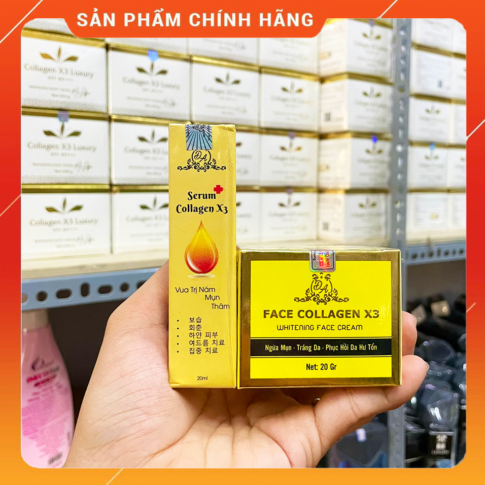 [Chính hãng] Combo Kem Face Collagen X3 Luxury + Serum căng bóng da Colagen X3 Mỹ Phẩm Đông Anh