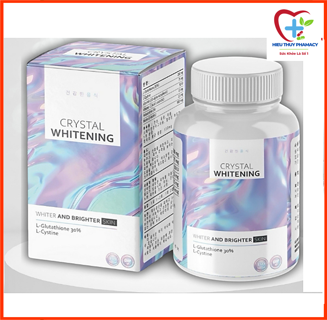 Mẫu mới Viên Uống Trấng Da Crystal Whitening GIÚP tăng cường nội tiết tố .chứa Glutathione giúp trắ