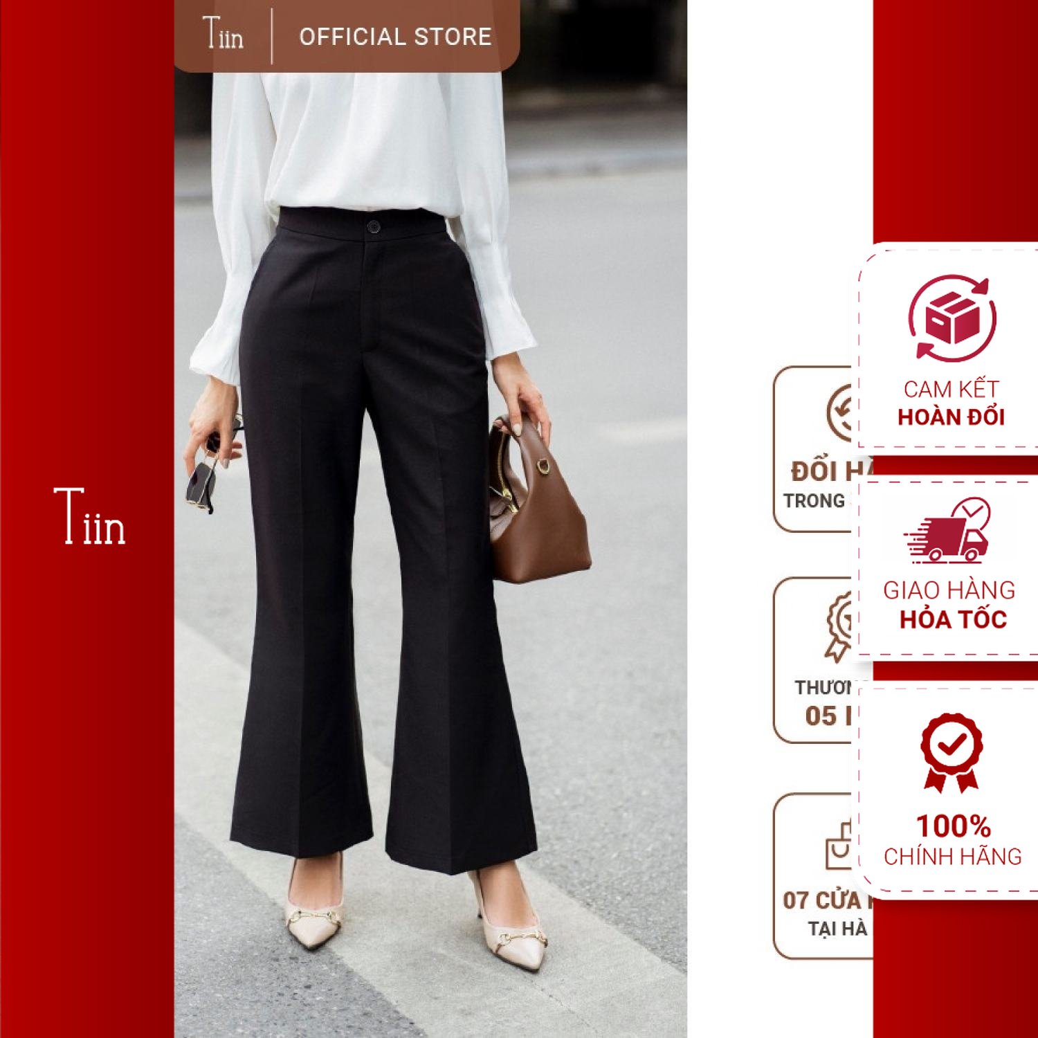 Quần ống loe túi chéo TIIN STORE chất tuyết mưa đứng form Q0D082