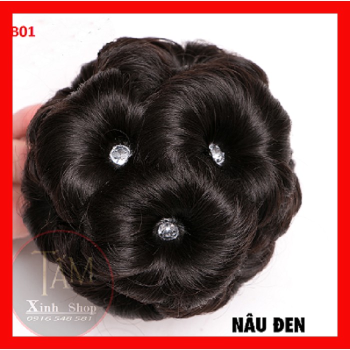 Búi tóc giả đẹp thời trang trung niên : BÚI HOA ĐÍNH ĐÁ