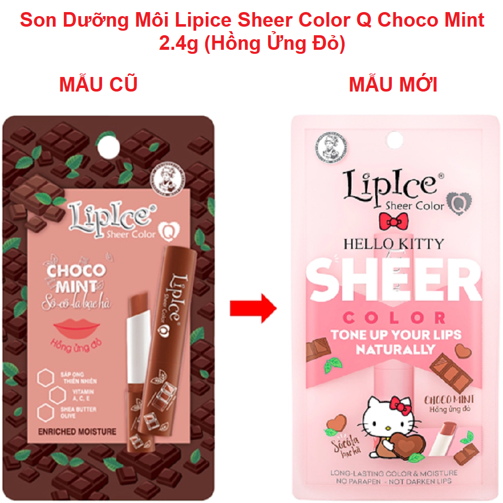 Son Dưỡng Môi Lipice Sheer Color Q Choco Mint 2.4g (Hồng Ửng Đỏ)