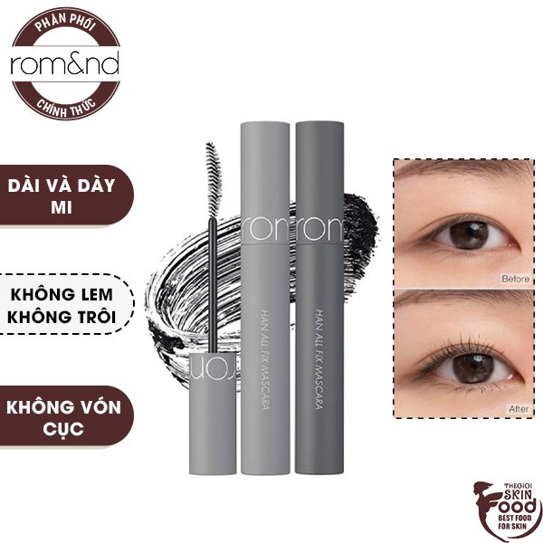 [Han All Line] Mascara Chuốt Mi Siêu Dài Và Cong Mi Tự Nhiên Chống Trôi Hiệu Quả Romand Han All Fix Mascara 7g