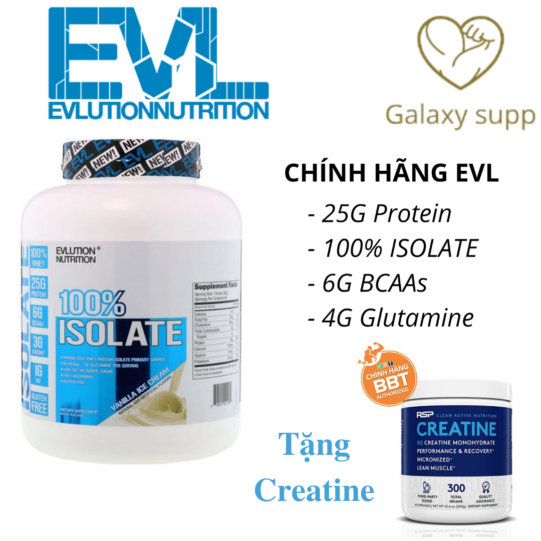 ( Tặng Creatine ) Evl Whey Protein Isolate Tăng Cơ Đỉnh Cao 72 Serving