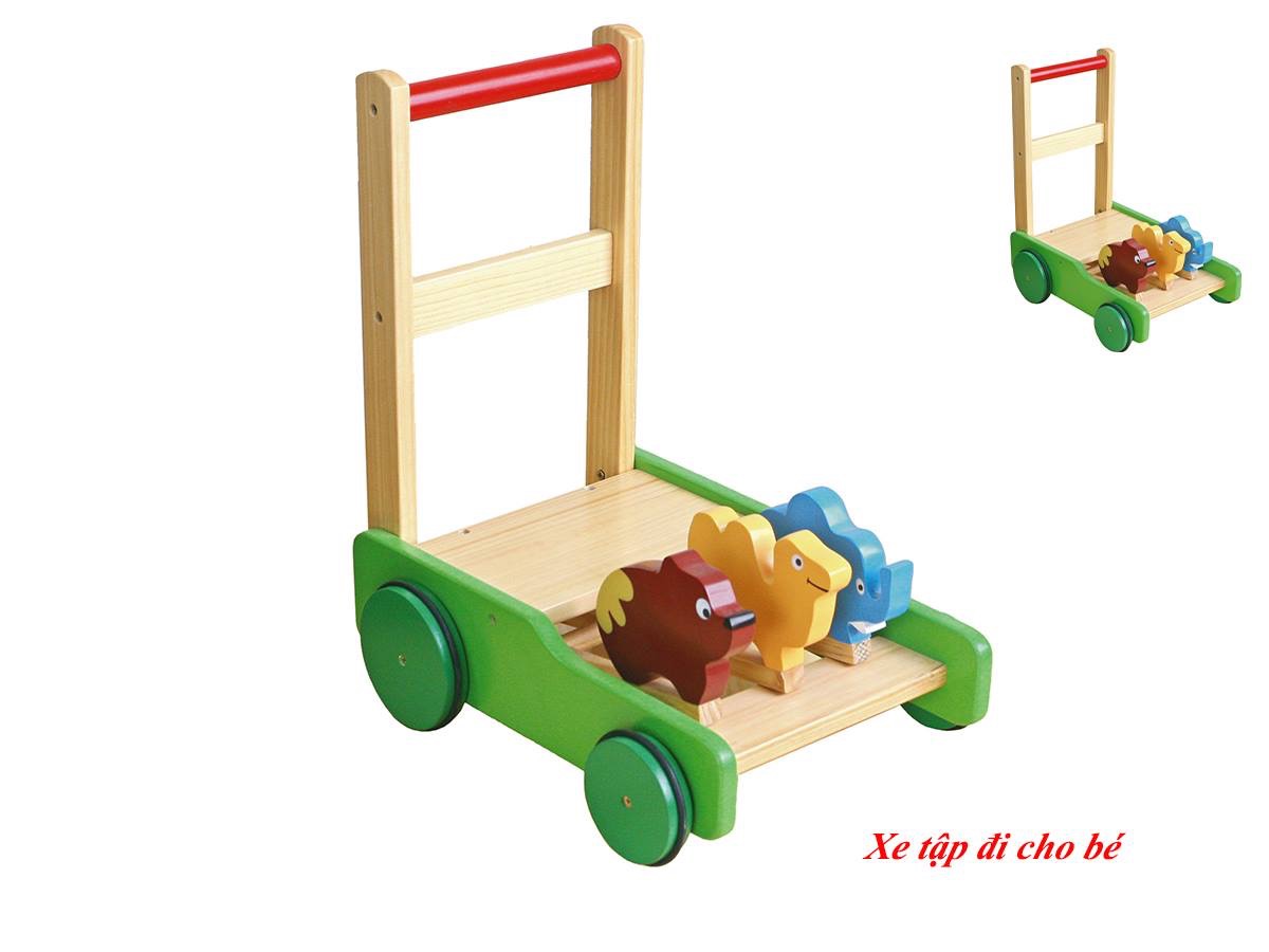 Xe đẩy tập đi hình 3 con thú gỗ tự nhiên cao cấp xe tập đi hàng công ty tiêu chuẩn chất lượng cho bé