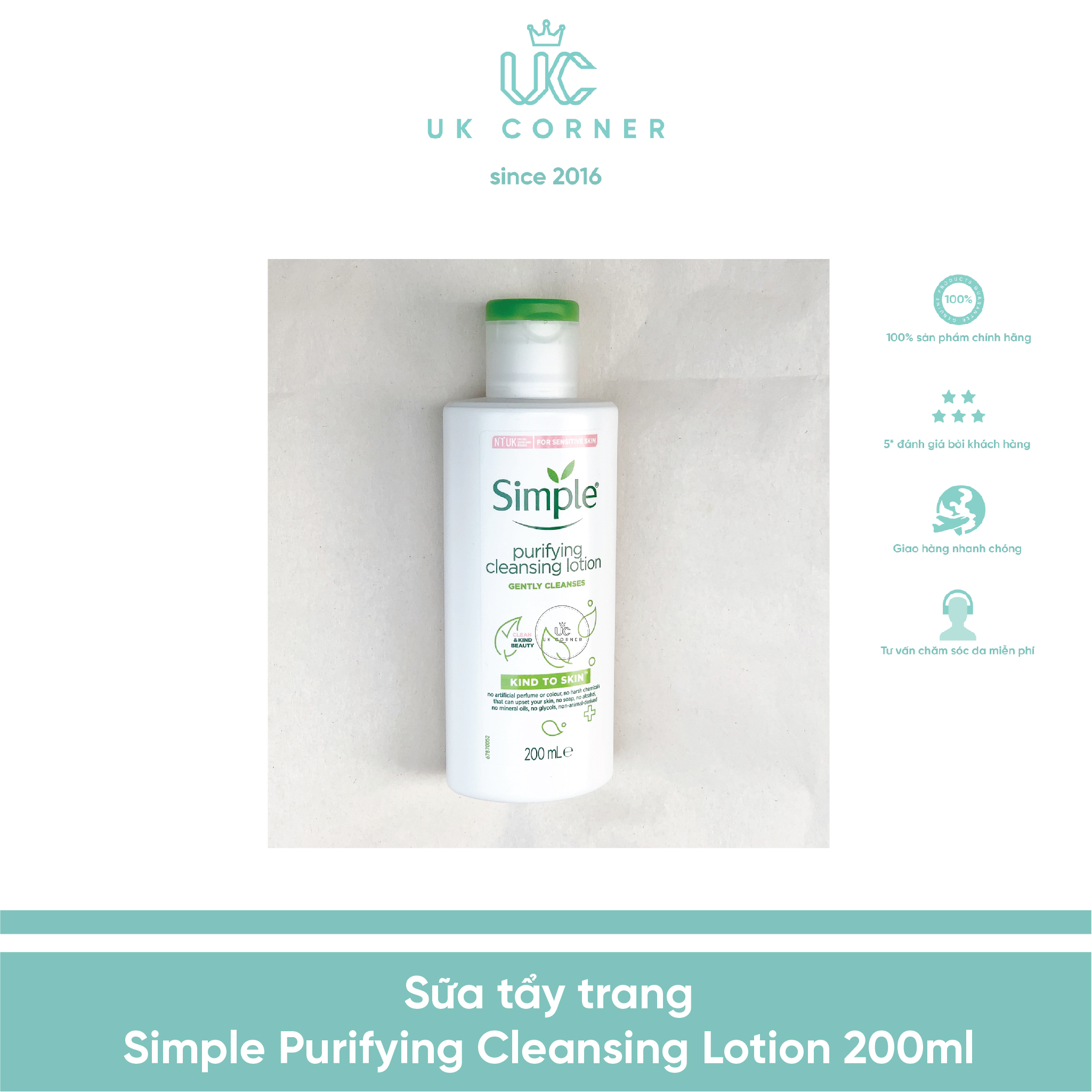 Sữa Tẩy Trang Simple Kind To Skin Purifying Cleansing Lotion 200Ml