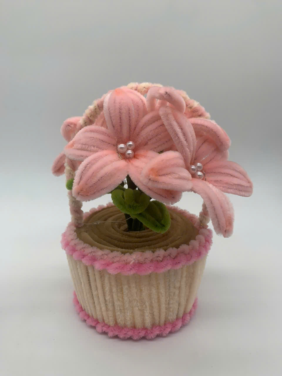 Chậu Hoa Ly Thủ Công - Làm Bằng Kẽm Nhung - Quà Tặng Trang Trí Siêu Đẹp Siêu Dễ Thương