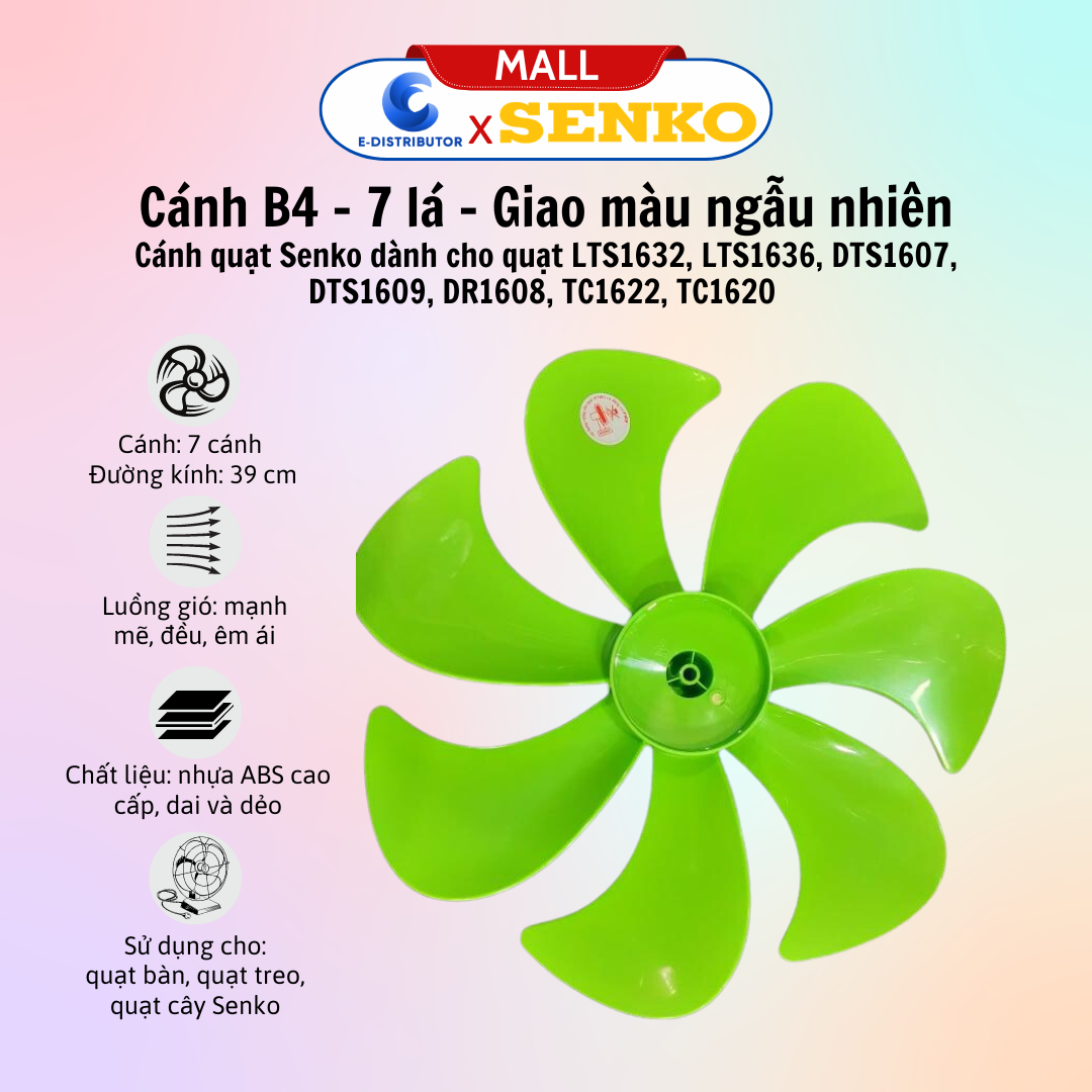 Cánh quạt 3 - 5 - 7 cánh Senko B3 B4 B5- Khóa Lồng Khóa Cánh - Nút Giật (Điều Khiển Xoay Quạt) - Pat