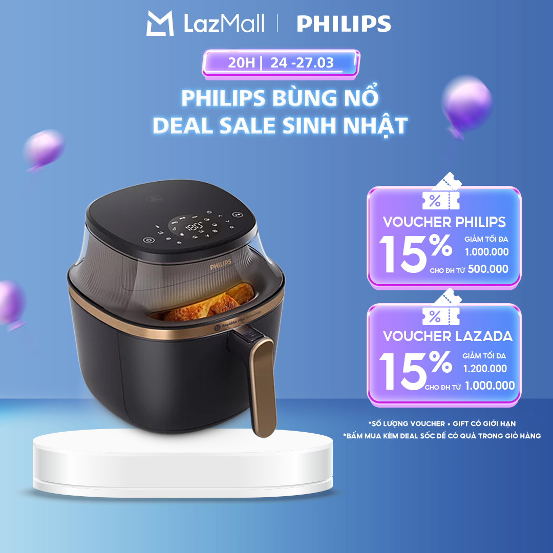Nồi chiên không dầu Philips NA332/00 6.2L, màu Đen - Series 3000