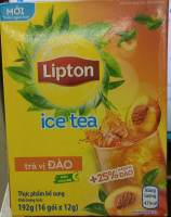 COMBO 2 HỘP TRÀ HÒA TAN 3 IN 1 LIPTON VỊ ĐÀO CHANH 192G (16 GÓI)