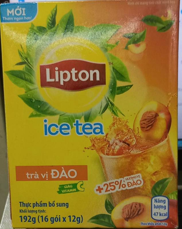 COMBO 2 HỘP TRÀ HÒA TAN 3 IN 1 LIPTON VỊ ĐÀO CHANH 192G (16 GÓI)