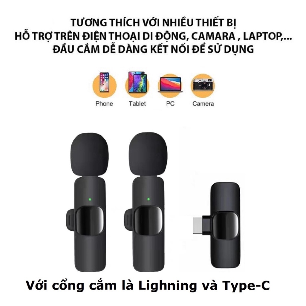 Micro Thu Âm Không Dây Cài Áo Lọc Tiếng Ồn Cao Cấp Livestream Quay Video Ghi Âm Cho Điện Thoại