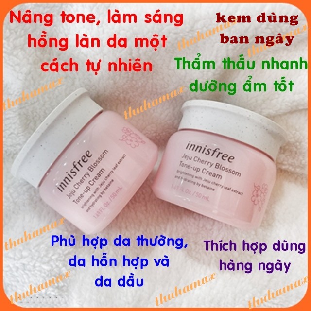 [Hcm]Kem Dưỡng Ẩm Sáng Da Nâng Tone Da Chiết Xuất Từ Hoa Anh Đào Jeju Innisfree Cherry Blossom Tone Up Cream 50Ml