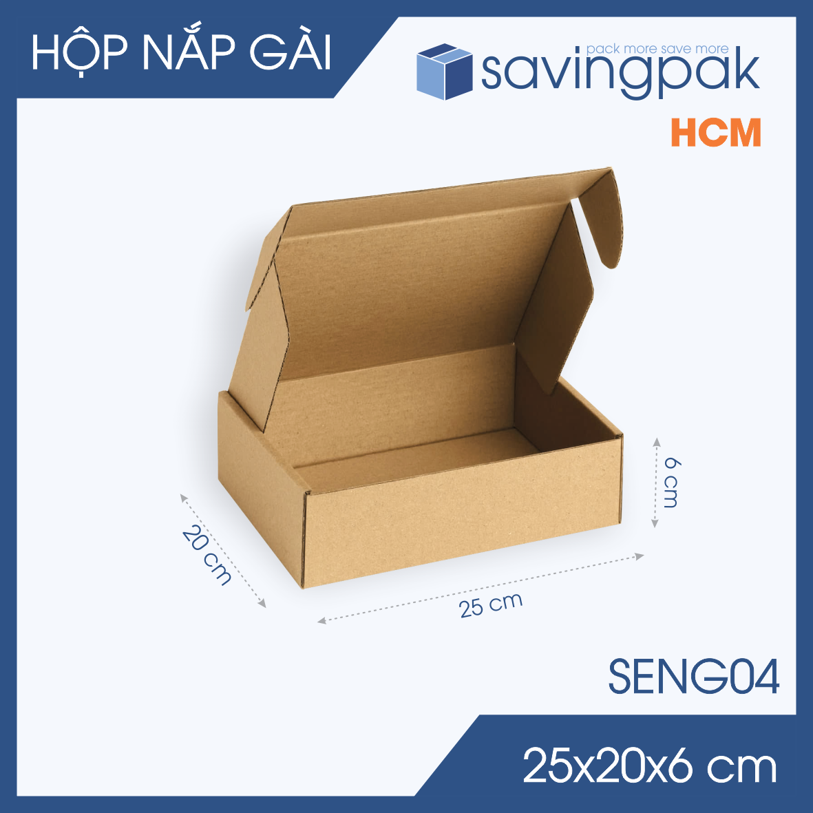 SENG04 - 25x20x6 cm - 20 Hộp carton nắp gài đóng hàng giá rẻ hộp gói hàng hộp quà thời trang