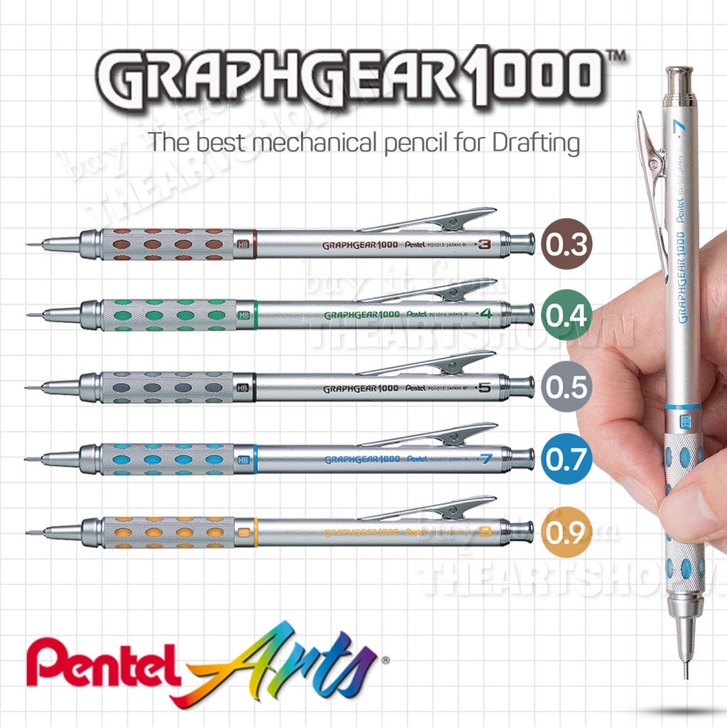 Pentel Graphgear 1000 Retractable Metal Head Mechanical Pencil