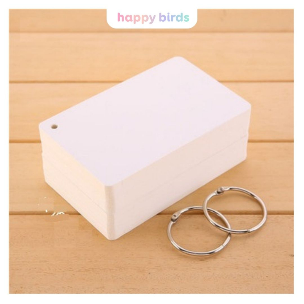 Flashcard size SIÊU TO 13x8CM trắng kèm khoen thẻ học từ vựng flashcard giấy note học từ vựng tiếng 