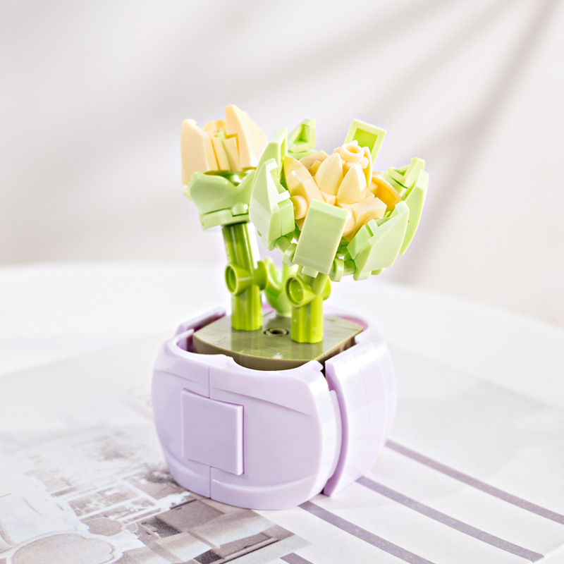 Đồ chơi lắp ráp hoa khối xây dựng hoa chậu hoa cây cảnh mini độc đáo nhiều mẫu Jaki