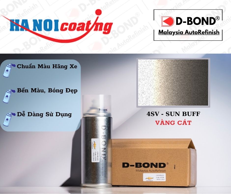 Sơn Xịt Xóa Vết Xước Ô TÔ KIA SOLUTO Màu VÀNG CÁT Code 4SV - SUN BUFF Chính Hãng D-BOND Chất Lượng C