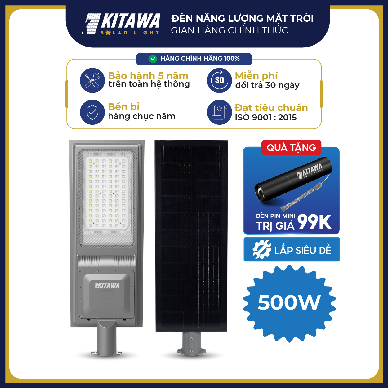 Đèn Liền Thể Năng Lượng Mặt Trời 500W KITAWA LT15500