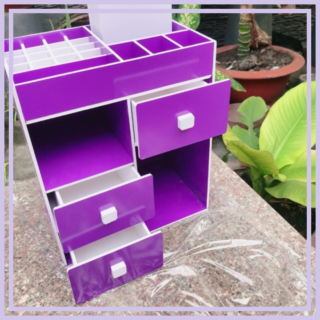 Kệ 3 ngăn cao màu tím khay son kệ trang điểm chất lượng