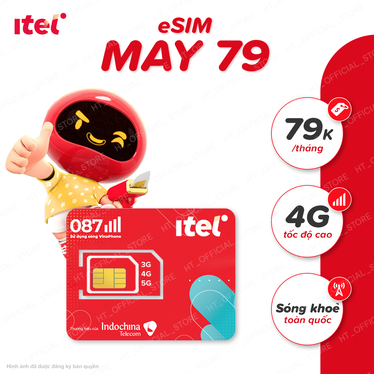 SIM CHƯA KÍCH HOẠT - ESim Lý 4G iTel May 79 - Sim Data Tốc Độ Cao