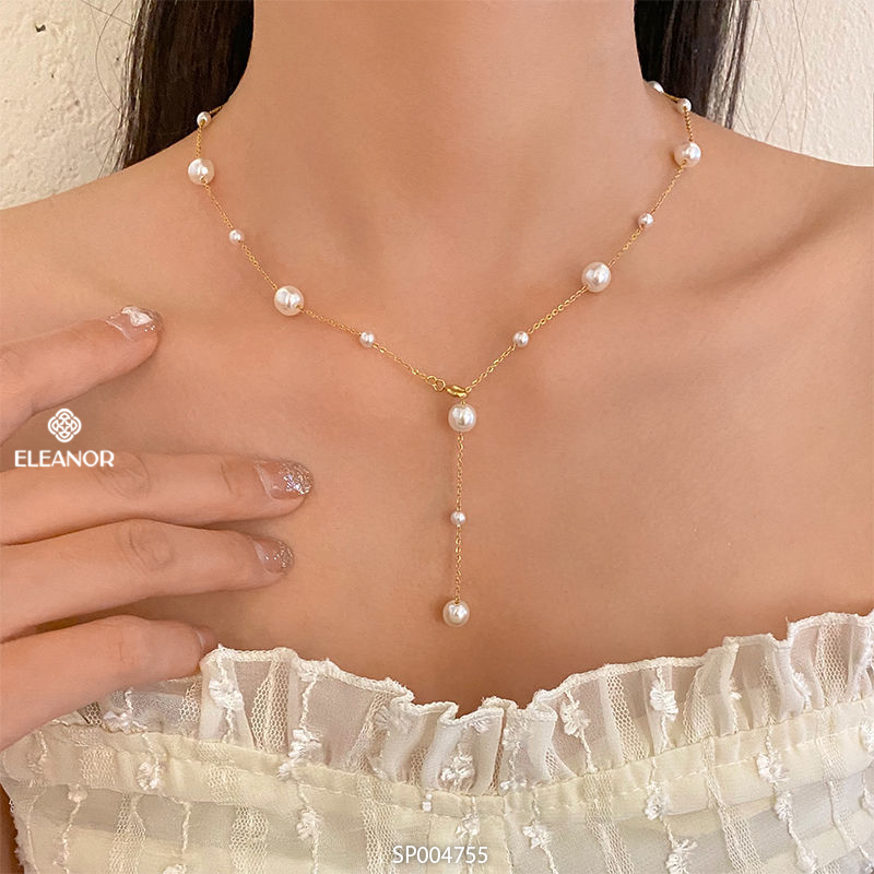 Dây chuyền nữ Eleanor Accessories vòng cổ chocker gắn ngọc trai nhân tạo phụ kiện trang sức 4755