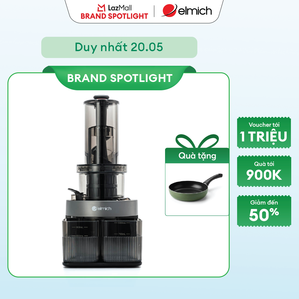 Máy Ép Chậm Elmich JEE-8759 - Công Suất 240W, Kích Thước 310x495x295mm, Màu Đen