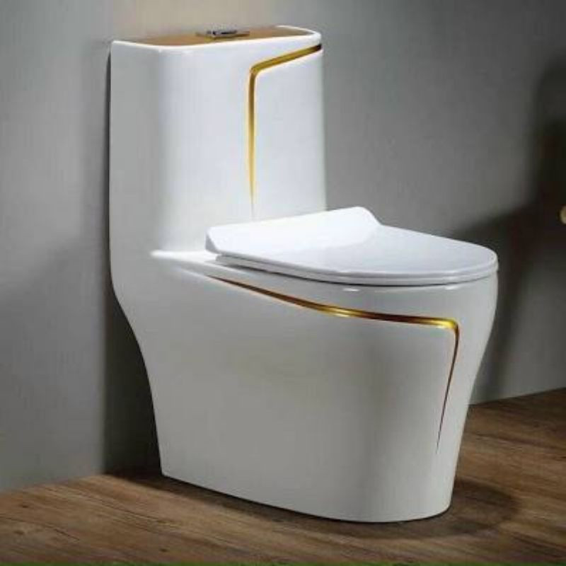 Bồn Cầu Liền khối 1 Khối 2366NA trắng chỉ vàng XẢ XOÁY KẾT HỢP XẢ ĐẨY NƯỚC MẠNH MEN NANO CAO CẤP