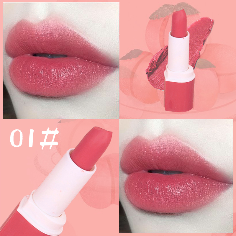 [Peachy Sis] Phong cách mới Son môi hồng đào không thấm nước lâu trôi -6 màu có sẵn（1 thỏi son）