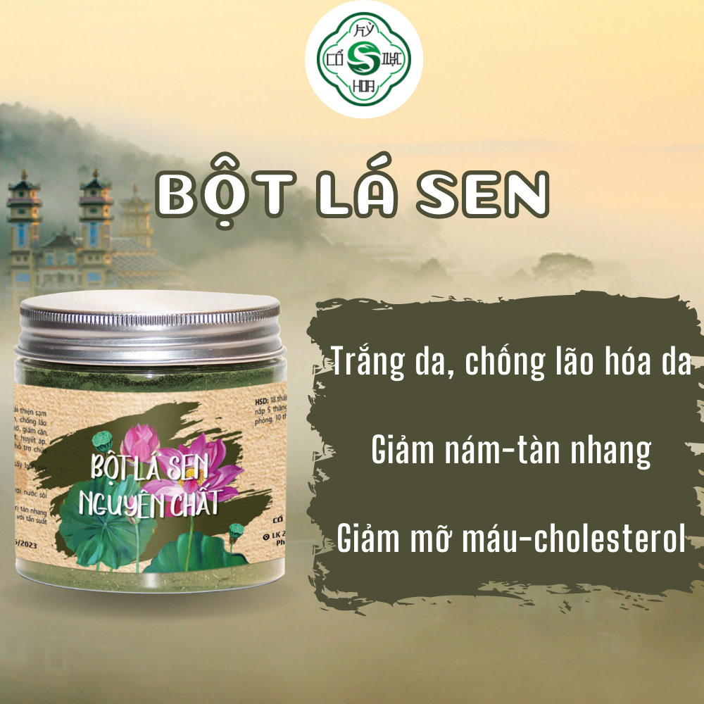 Bột lá sen Cổ Dược Kỳ Hoa - Bột lá sen thảo dược giảm nám làm đẹp dáng đẹp da không chất phụ gia hoàn toàn an toàn cho cả gia đình bạn